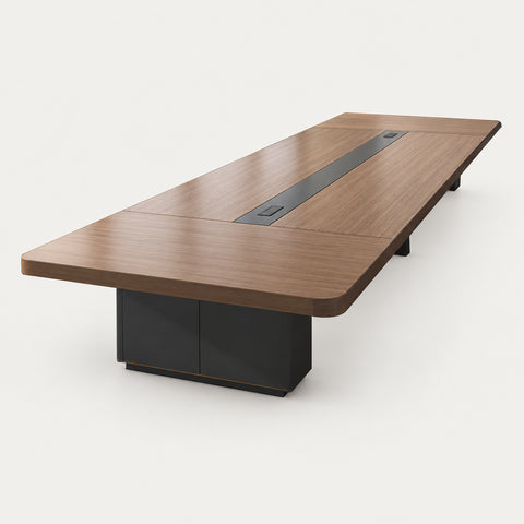 Rectangular Conference Table with Side Storage, Cable Management & Dual-Tone - 315" L x 71" W x 30" H / Dark Walnut / Conference Table