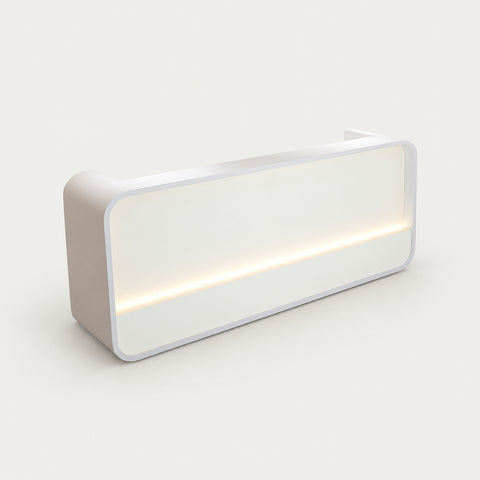 Curved Reception Desk 39-94 in Wide with LED Lighting & Lumbar Support for Salon - 63" L x 27" W x 39" H / White + White