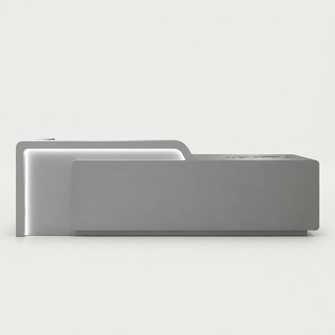 Curved Reception Desk 47-165 in Wide with LED Lighting, Lockable & File Drawers for Salon - 47" L x 24" W x 39" H / Gray