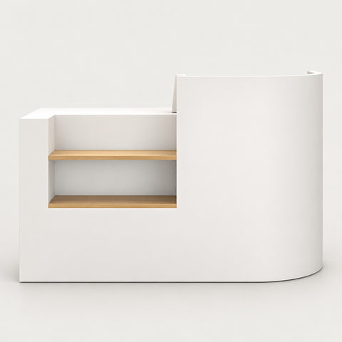 Curved Reception Desk with Privacy Panel for Salon - 47" L × 20" W × 39" H / Rounded Corner on the Left