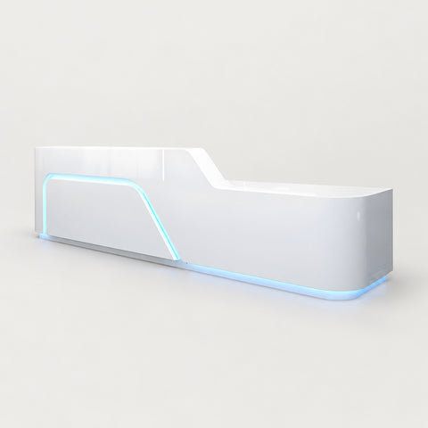 Curved Reception Desk 63-197 in Wide with Keyboard Tray, Lockable & File Drawers for Salon - 181" L x 24" W x 41" H / Right Transaction Counter