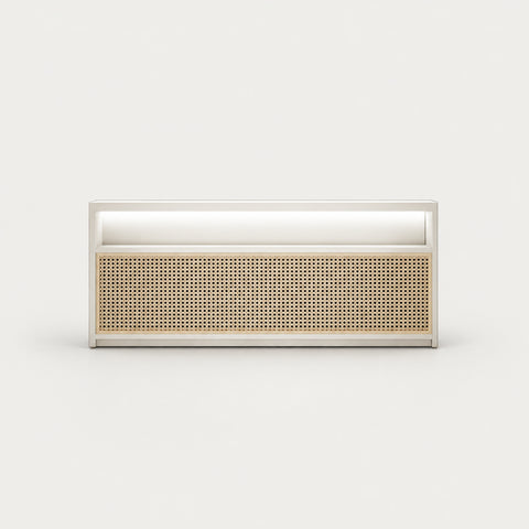 Retail Reception Desk 39-102 in Wide with Lumbar Support for Retail - 39" L x 24" W x 39" H / White + Natural