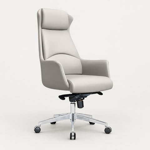 Modern Executive Desk 71-126 in Wide with Side Storage & Lockable for Home Office - Chair / Gray / High-back With Casters