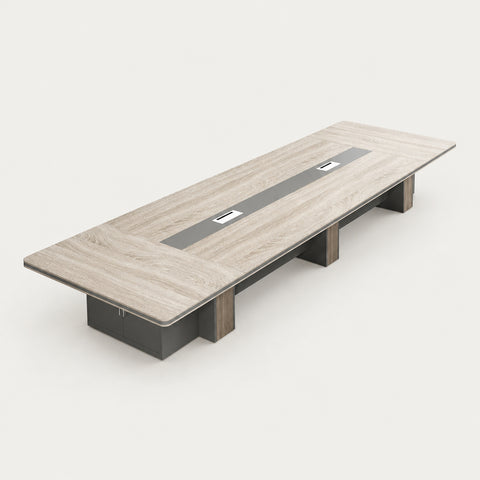 Rectangular Reception Desk 23-236 in Wide with Cable Management for Office Lobby - 94" L x 39" W x 30" H / Natural + Gray