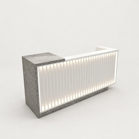 Curved Reception Desk 39-118 in Wide with Fluted Front & Lumbar Support for Office Lobby - 47" L x 24" W x 39" H / White