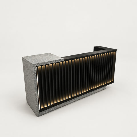 Curved Reception Desk 39-118 in Wide with Fluted Front & Lumbar Support for Office Lobby - 39" L x 24" W x 39" H / Black