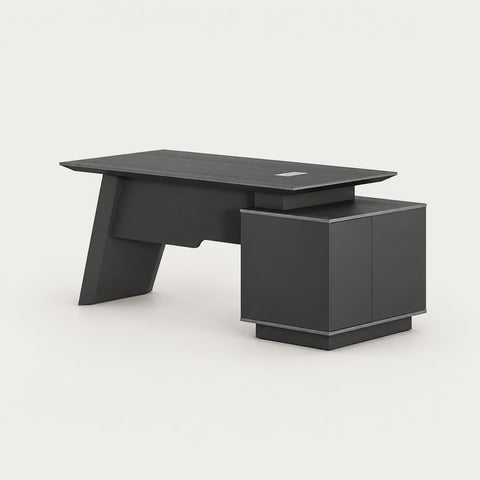 Modern Executive Desk 31-118 in Wide with Lumbar Support for Home Office - 63" L x 31" W x 30" H (Desk) / Side Cabinet on the Left