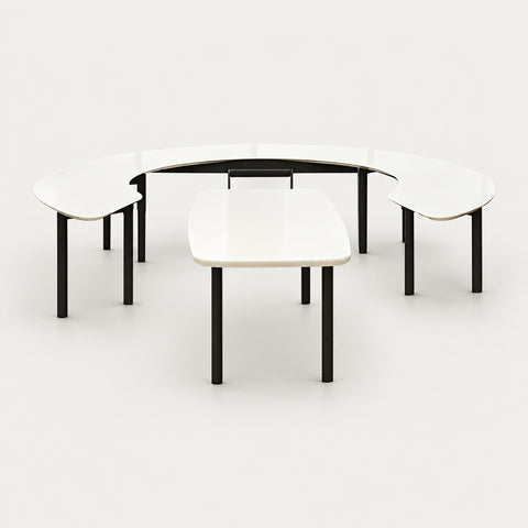 Oval Conference Table 47-94 in Wide (3.9-7.8 ft) for Meeting Room - 94" L x 22" W x 30" H + 47" L x 24" W x 30" H / Two-Thirds Round Conference Table + Executive Desk
