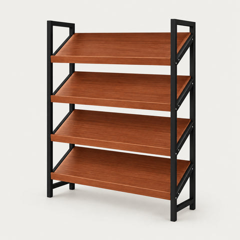 Bookcase Storage Cabinet 71 in Tall for Home Office - 31" L x 12" W x 47" H / Teak