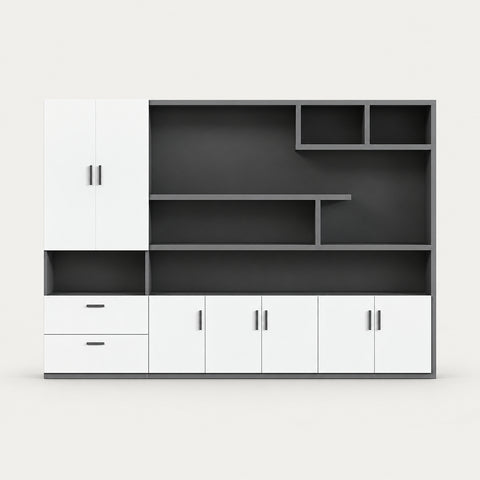 L-Shaped Executive Desk with Dual-Tone, Side Storage & File Drawers for Home Office - 110" L × 15" W× 79" H / File Cabinet / White / File Cabinet
