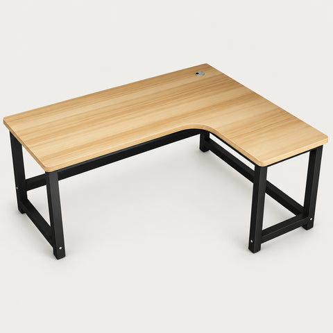 L-Shaped Office Desk 47-71 in Wide with Cable Management for Home Office - 71" L x 47" W x 29" H / Light Walnut / Right Corner