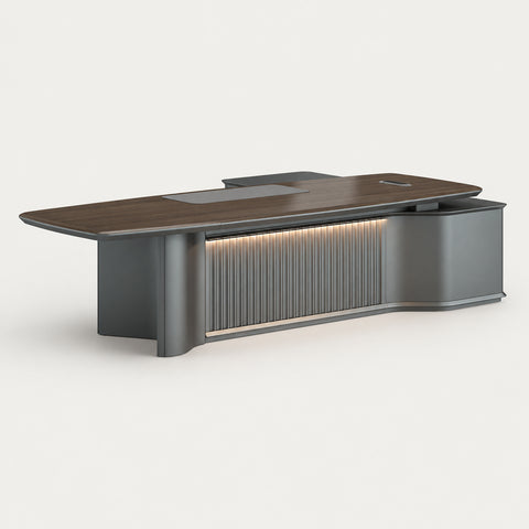 U-Shaped Executive Desk 94-142 in Wide with Lumbar Support for Home Office - 110"L x 83"W x 30"H Desk
