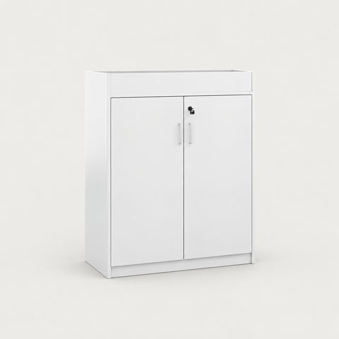 File Cabinet 31-39 in Tall with Side Storage for Office - 31" L x 12" W x 39" H / White / Full Open Door Low Cabinet (Double Doors)