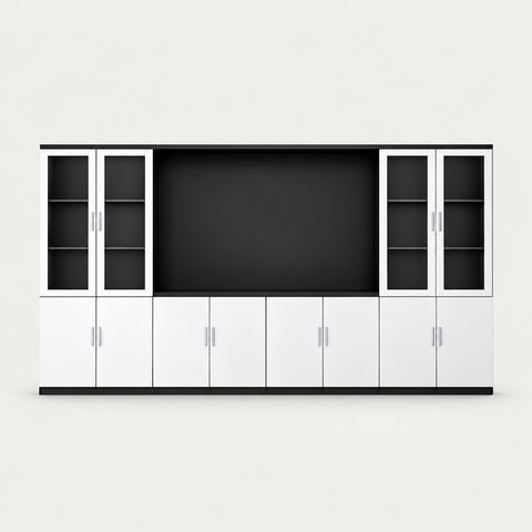 Modern Executive Desk 87-126 in Wide with Side Storage & Lumbar Support for Home Office - 126" L x 16" W x 79" H (File Cabinet) / White / File Cabinet