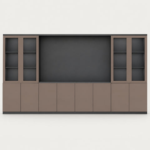 Modern Executive Desk 87-126 in Wide with Side Storage & Lumbar Support for Home Office - 126" L x 16" W x 79" H (File Cabinet) / Brown / File Cabinet