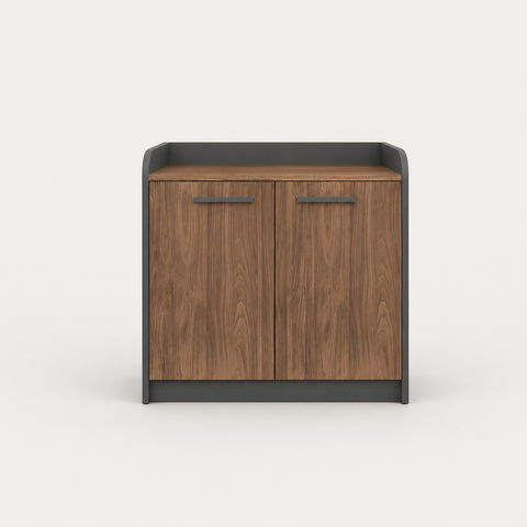 File Cabinet 31 in Tall with Lockable, File Drawers & Solid Wood for Office - 31" L x 16" W x 31" H / Walnut + Dark Gray / Two-Door Cabinet