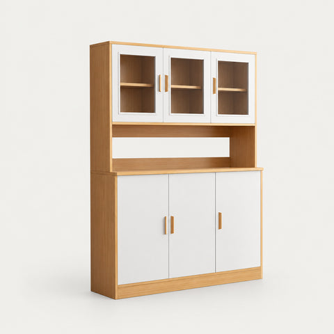 File Cabinet 72 in Tall with Curved & Solid Wood for Office - 39" L x 13" W x 72" H / Maple