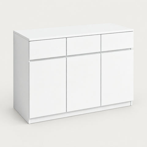 Modern Functional Storage Cabinet with Wide Top & Adjustable Compartments for Office & Home CWG-2203 - 47" L x 16" W x 31" H Three-door Cabinet with Drawers
