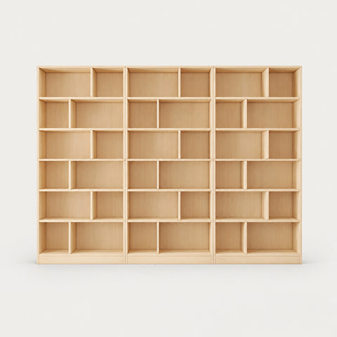 File Cabinet 87-94 in Tall with Solid Wood, Adjustable Shelves & Modular for Office - 106" L x 12" W x 87" H / Maple