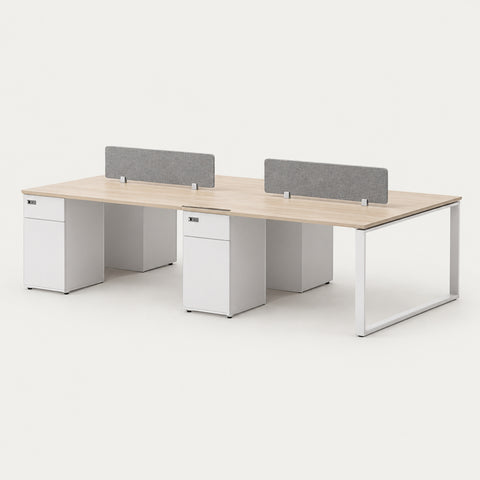 Office Workstation Desk with Built-In Outlets, Cable Management & File Drawers - 94" L x 47" W x 30" H / C-Staff Desk