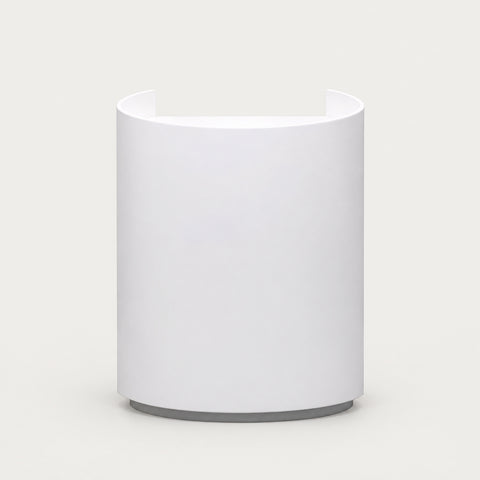Curved Reception Desk 24-71 in Wide with Lumbar Support for Office Lobby - 59" L x 24" W x 39" H / White + Silver Stainless Steel