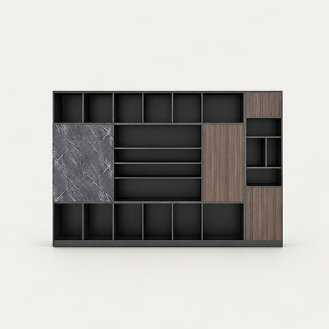 L-Shaped Executive Desk with Cable Management, Side Storage & Lumbar Support - 94" L x 16" W x 79" H (Cabinet) / Brown Walnut / Cabinet