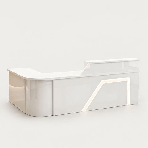 L-Shaped Reception Desk 63-94 in Wide with Keyboard Tray, File Drawers & Lockable - 79" L x 24" W x 39" H / Pure White / Corner on the left