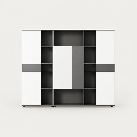 Modern Executive Desk with Cable Management, Side Storage & Lockable for Home Office - 94"L x 16" W x 79"H (Cabinet) / Cabinet