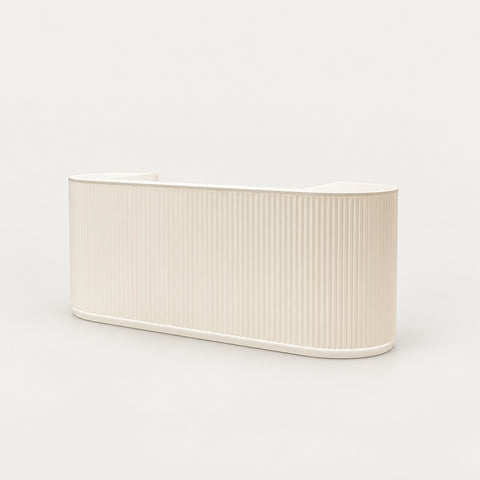 Curved Reception Desk 63-142 in Wide with Keyboard Tray, File Drawers & Fluted Front - 79" L x 24" W x 39" H / White