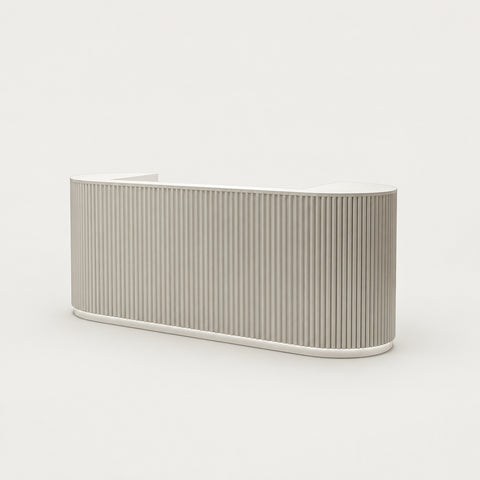 Curved Reception Desk 63-142 in Wide with Keyboard Tray, File Drawers & Fluted Front - 71" L x 24" W x 39" H / Gray