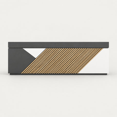 Retail Reception Desk 31-142 in Wide for Retail - 31" L x 24" W x 39" H / Dark Gray + White + Natural