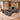 Graphite-gray and walnut two-tier executive desk in the same office, 45-degree view