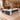 White and charcoal left-return executive desk in the same office, 45-degree view