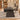 Dark wood executive desk with marble cabinet in the same office, right side view