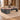 Rose marble and charcoal left-return executive desk in the same office, 45-degree view