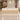 Champagne gold ribbed reception counter with white marble upper band in an office, front view