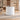 White curved reception desk in an office, front view